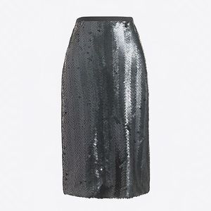 NWT Black J Crew Sequin Herringbone Pencil Skirt